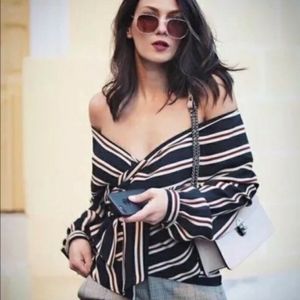 ZARA striped wrap top